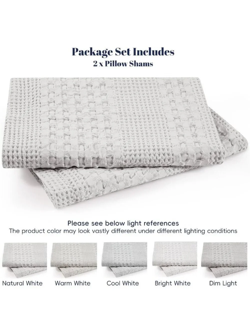 Light Grey Cotton Waffle Weave Euro Sham Covers 26x26, Soft Decorative